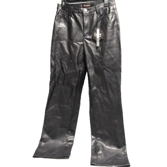 Dollhouse Juniors Curvy Wide‑Leg Faux Leather Jeans – Black – Size 11/12 – NWT - Picture 2 of 8